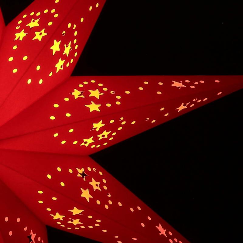 Mirissa Rot - Faltbarer Leuchtstern, Weihnachtsstern aus Papier mit 9 Zacken, 60 cm
